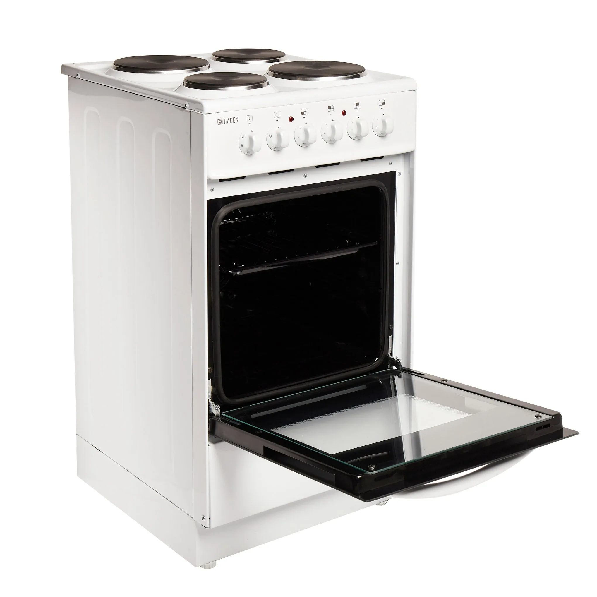 Haden White HES50W 50cm 52-litre Electric Cooker with Solid Plate Hob