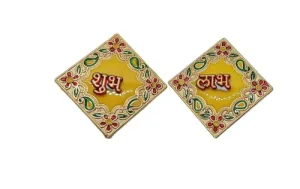 Handmade Acrylic Unique Shubh-Labh Stickers for Diwali and Dhanteras | Reusable Lightweight Festive Door and Wall Decoration for Home, Mandir | Self- Adhesive Festival Accents (Multicolour - Set of 1)