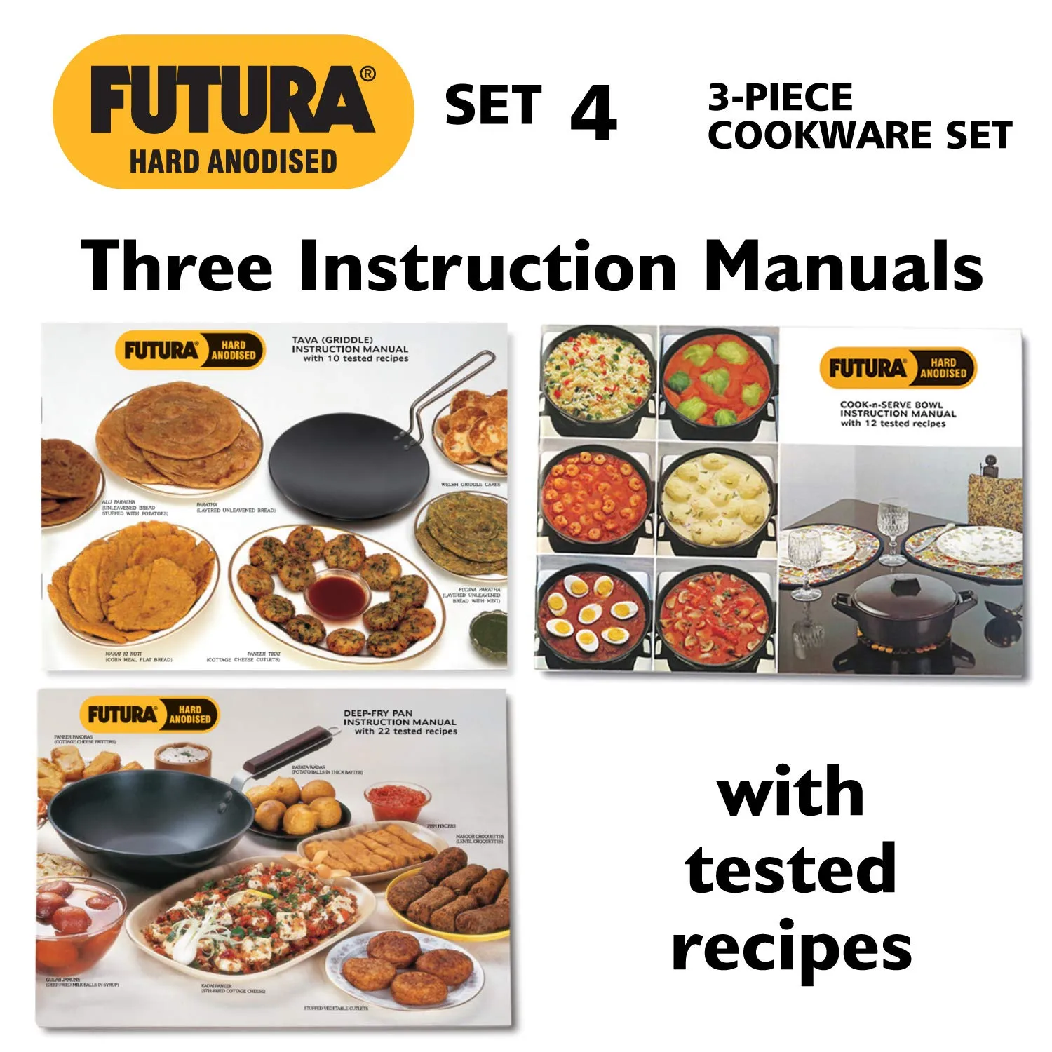 Hawkins Futura Hard Anodised Cookware, 4 Pieces Set (LS5)