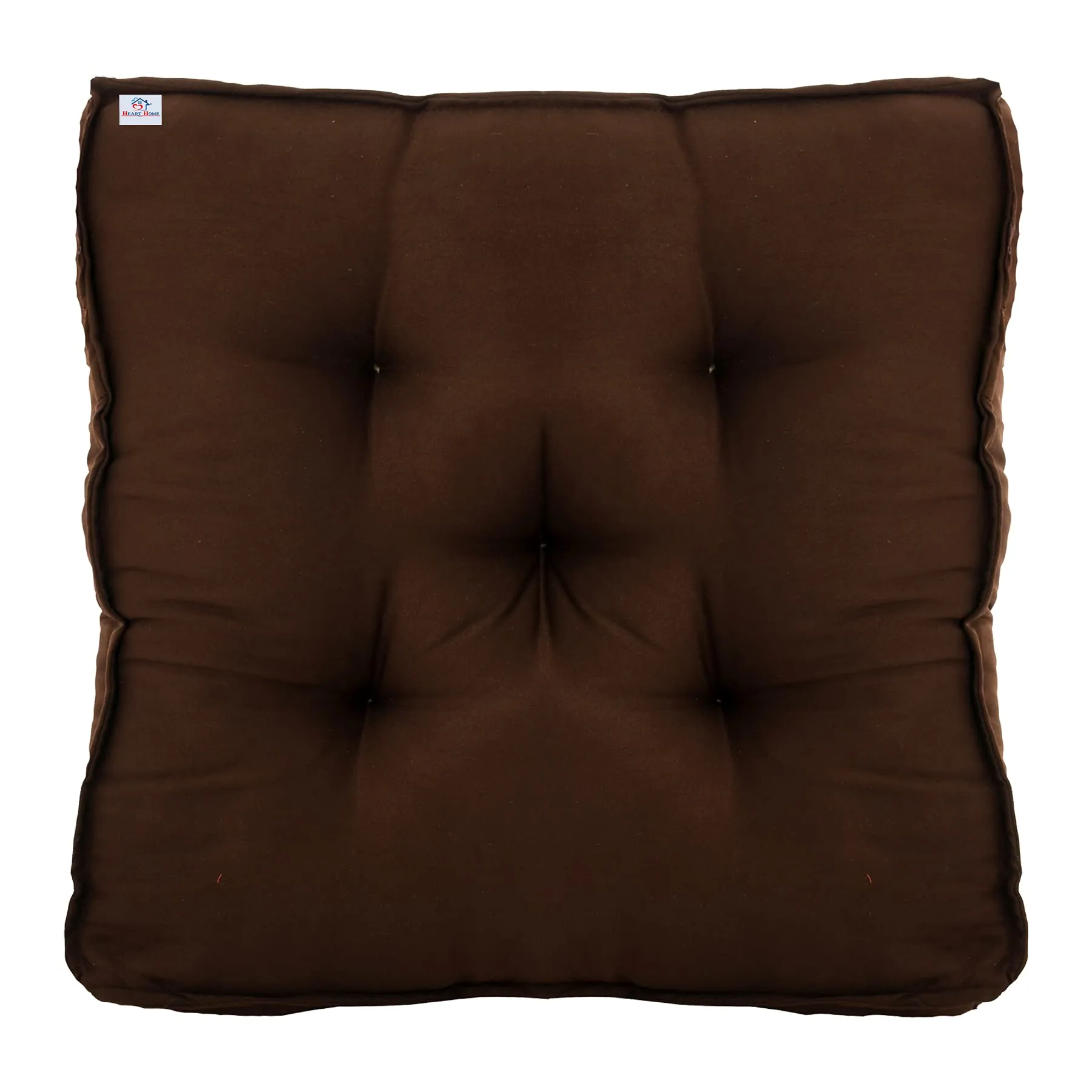 Heart Home Microfiber Square Chair Pad/Cushion for Office, Home or Car Sitting-Pack of 2, 18 * 18 Inch (Brown)