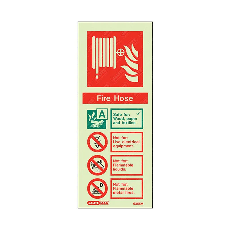 Hose reel information sign 200 x 80 Photoluminescent