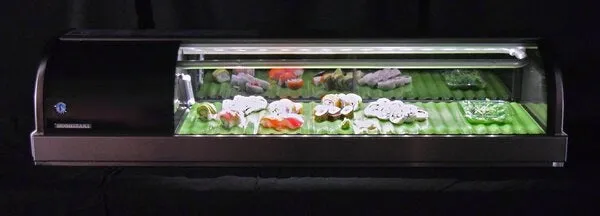 Hoshizaki HNC-120BA-R-SLH Curved Glass Refrigerated Sushi Display Case 47" - Right Side Condenser