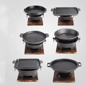 Household Non-Stick Barbecue Plate Old-Fashioned Tea-Making Charcoal Grill Grill