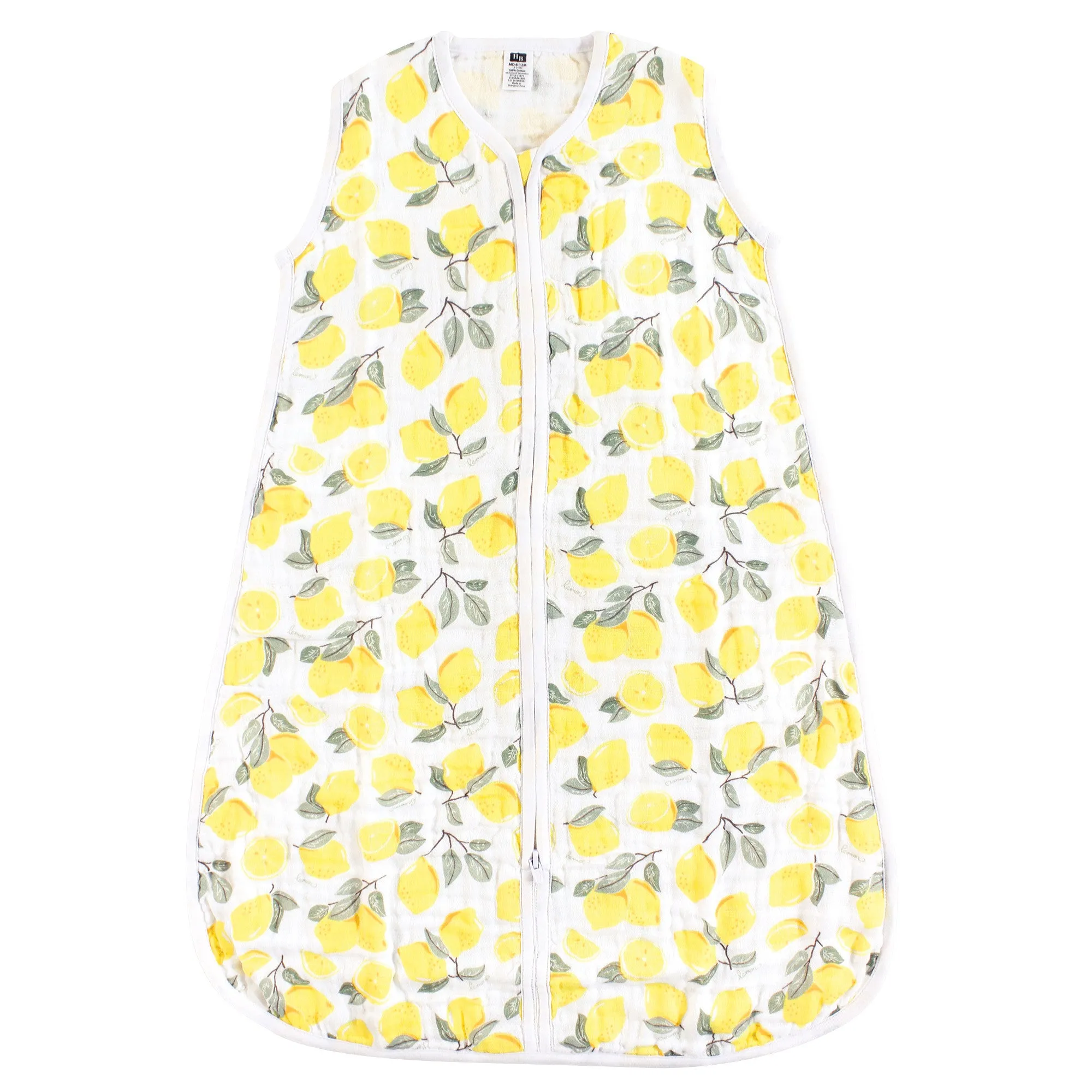 Hudson Baby Muslin Cotton Sleeveless Wearable Sleeping Bag, Sack, Blanket, Lemons