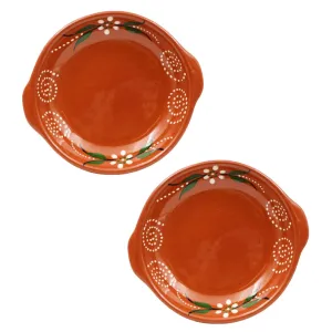 João Vale Hand-Painted Traditional Portuguese Clay Terracotta Frigideira, Set of 2