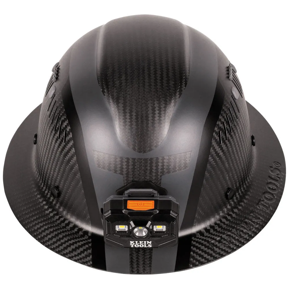 Klein 60514 Klein Carbon Fiber Full Brim Hard Hat with Headlamp, Spartan