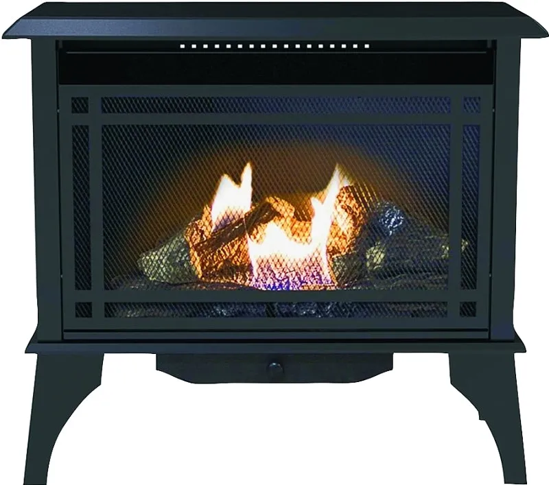 Kozy World GSD2845 Gas Stove, 31.93 in W, 28.28 in H, 30,000 Btu Heating, Liquid Propane, Steel, Black :EA: QUANTITY: 1