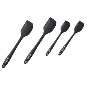 Kuber Industries Silicon Spatula Set| BPA-Free & Food Grade Silicon|Non-Stick Cookware Set of 4 (2 Large, 2 Regular spatulas)|Cooking & Baking Essentials|Heat Resistant|Dishwasher Safe (Black)