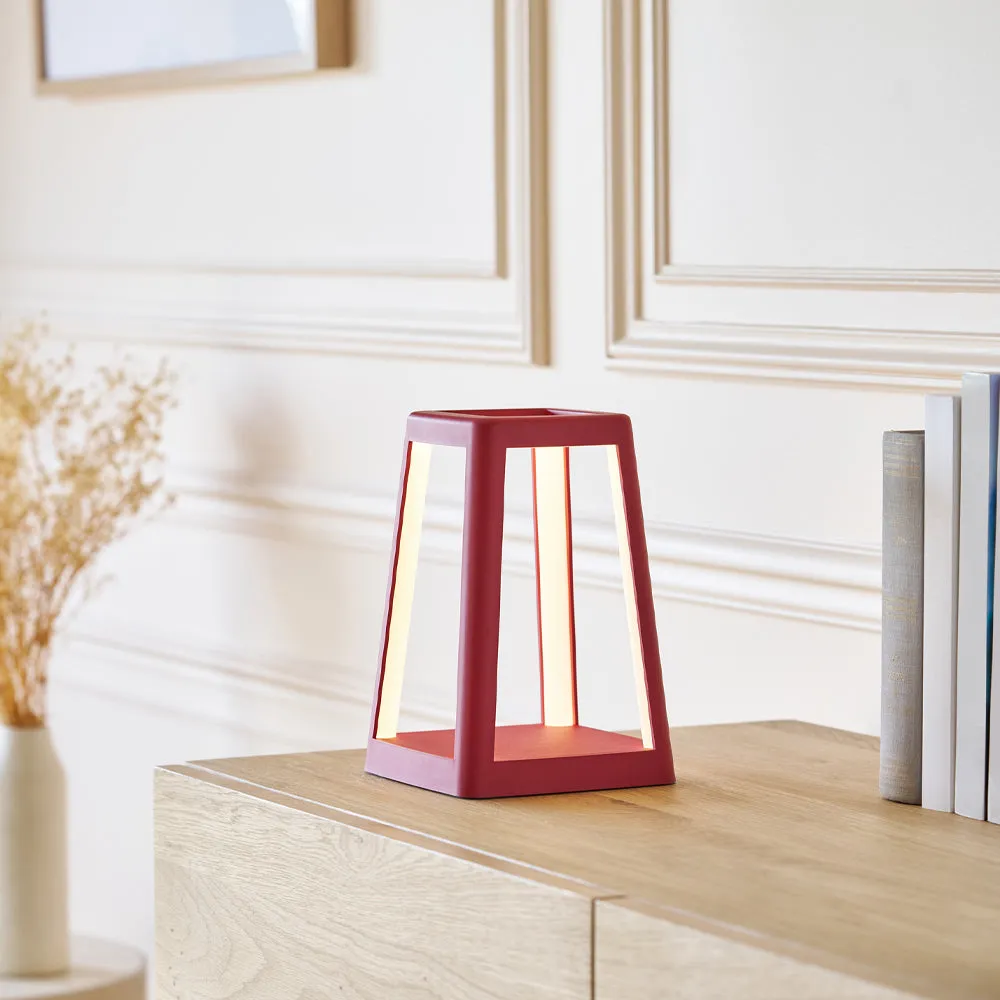 Lexon Lantern Portable Lamp With Built-In Wireless Charger - Red