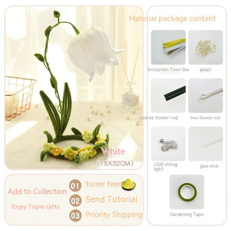 Lily Of The Valley Table Lamp DIY Handmade Material Package Twisted Stick Flower Home Decor Birthday Gift Valentine's Day Mum