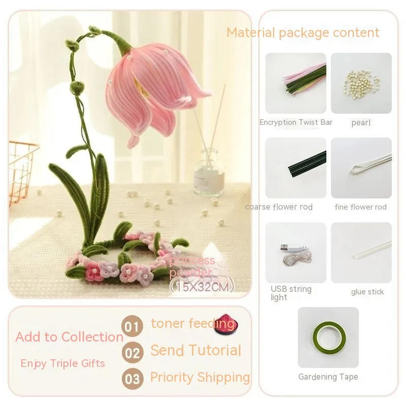 Lily Of The Valley Table Lamp DIY Handmade Material Package Twisted Stick Flower Home Decor Birthday Gift Valentine's Day Mum