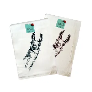 Llama Tea Towel, Screen Printed Flour Sack Towel