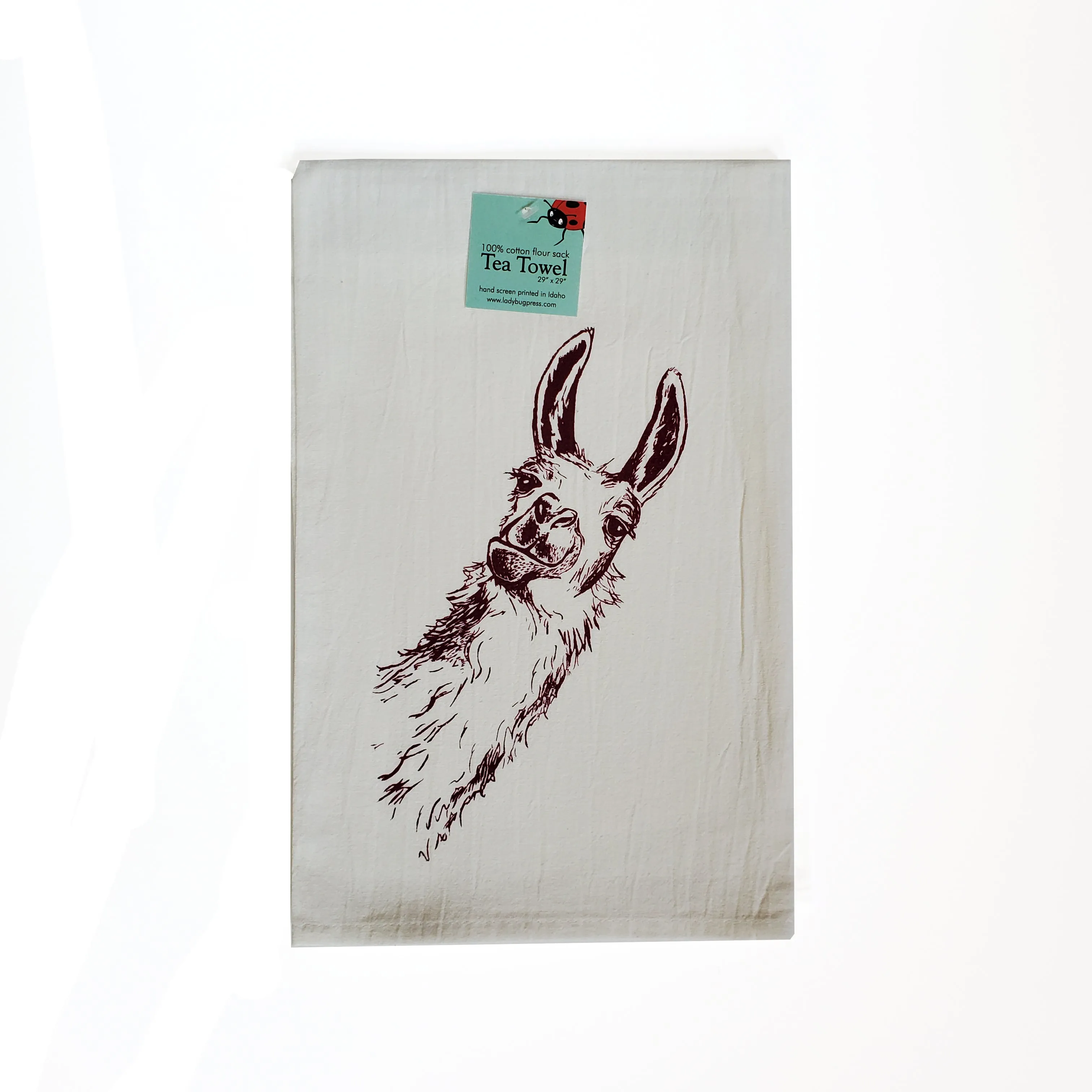 Llama Tea Towel, Screen Printed Flour Sack Towel