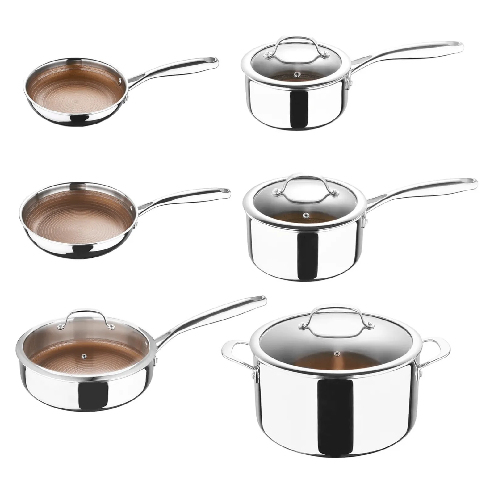 MasterPro Giro 10 Piece Stainless Steel Cookware Set Glass Lid