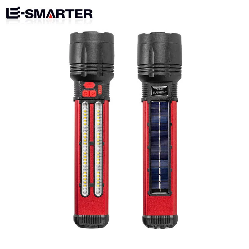 New Solar Flashlight Emergency Light Waterproof Outdoor Charging Strong Light P50 Super Bright Multi-Function Flashlight