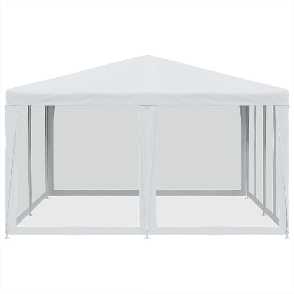 Party Tent with 8 Mesh Sidewalls White 4x4 m HDPE