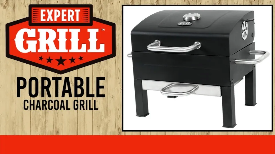 Premium Portable Charcoal Grill, Black and Stainless Steel