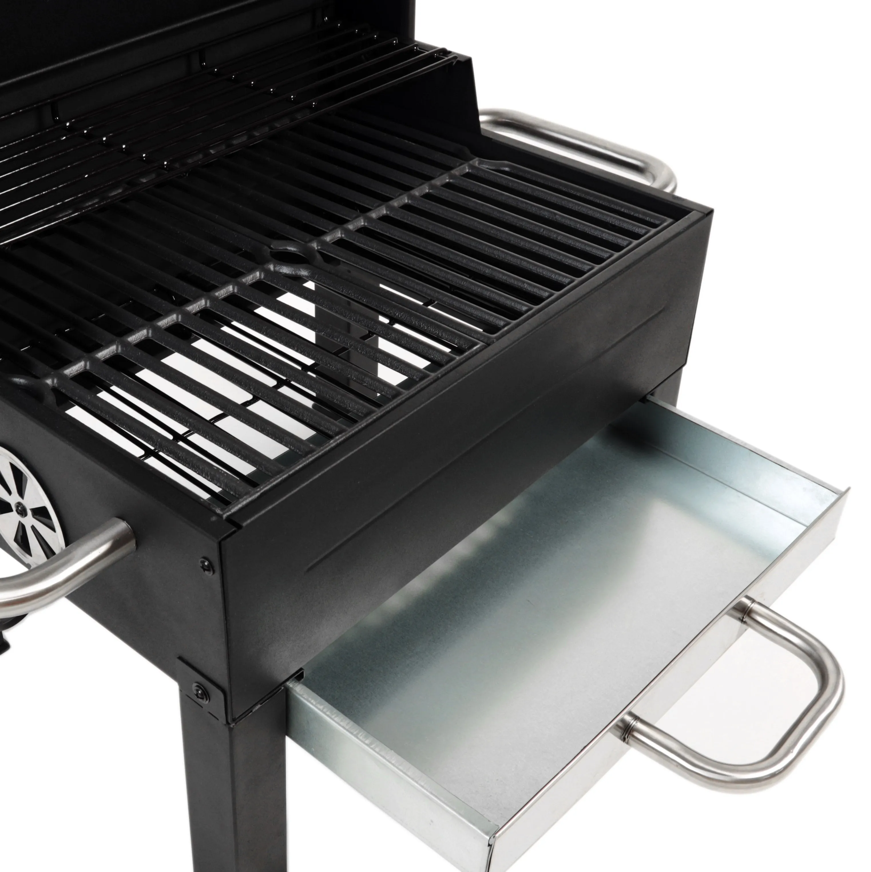 Premium Portable Charcoal Grill, Black and Stainless Steel