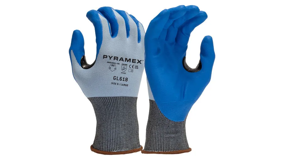 Pyramex 18 Gauge Micro Foam Nitrile Coated A1 Cut Resistant Gloves - M