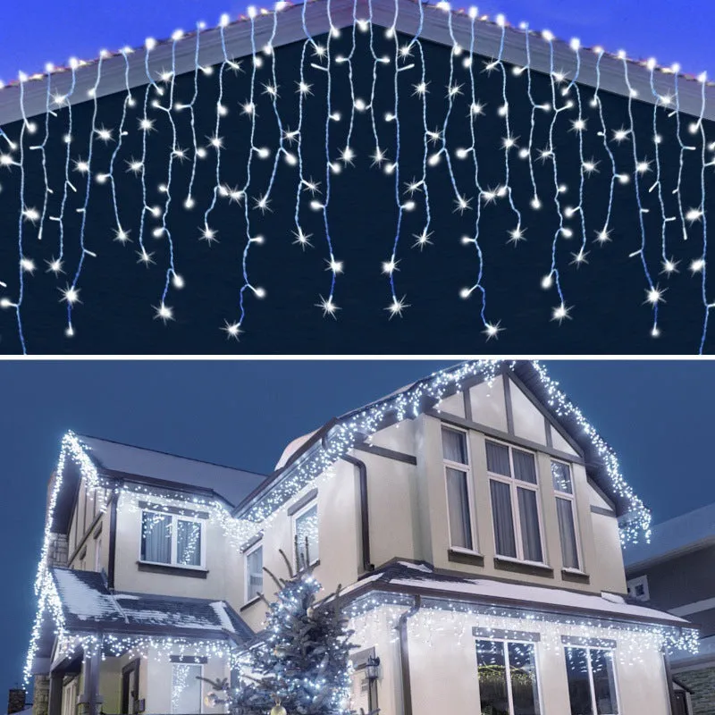 Quntis 10m (33ft) 400-LED Solar Curtain String Lights – IP65 Waterproof Outdoor Icicle Lights for Christmas & Holiday Decor