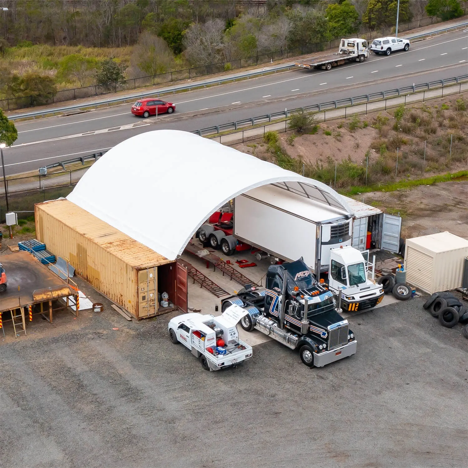 Shipping Container Canopy Shelter 40'x40'x13'