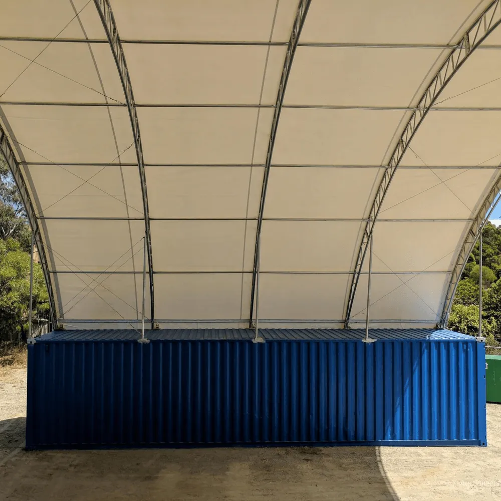 Shipping Container Canopy Shelter Double Truss 40'x40'x15', Outside