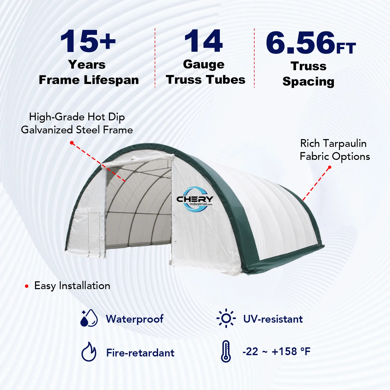 Single Truss Arch Storage Shelter W30'xL65'xH15'