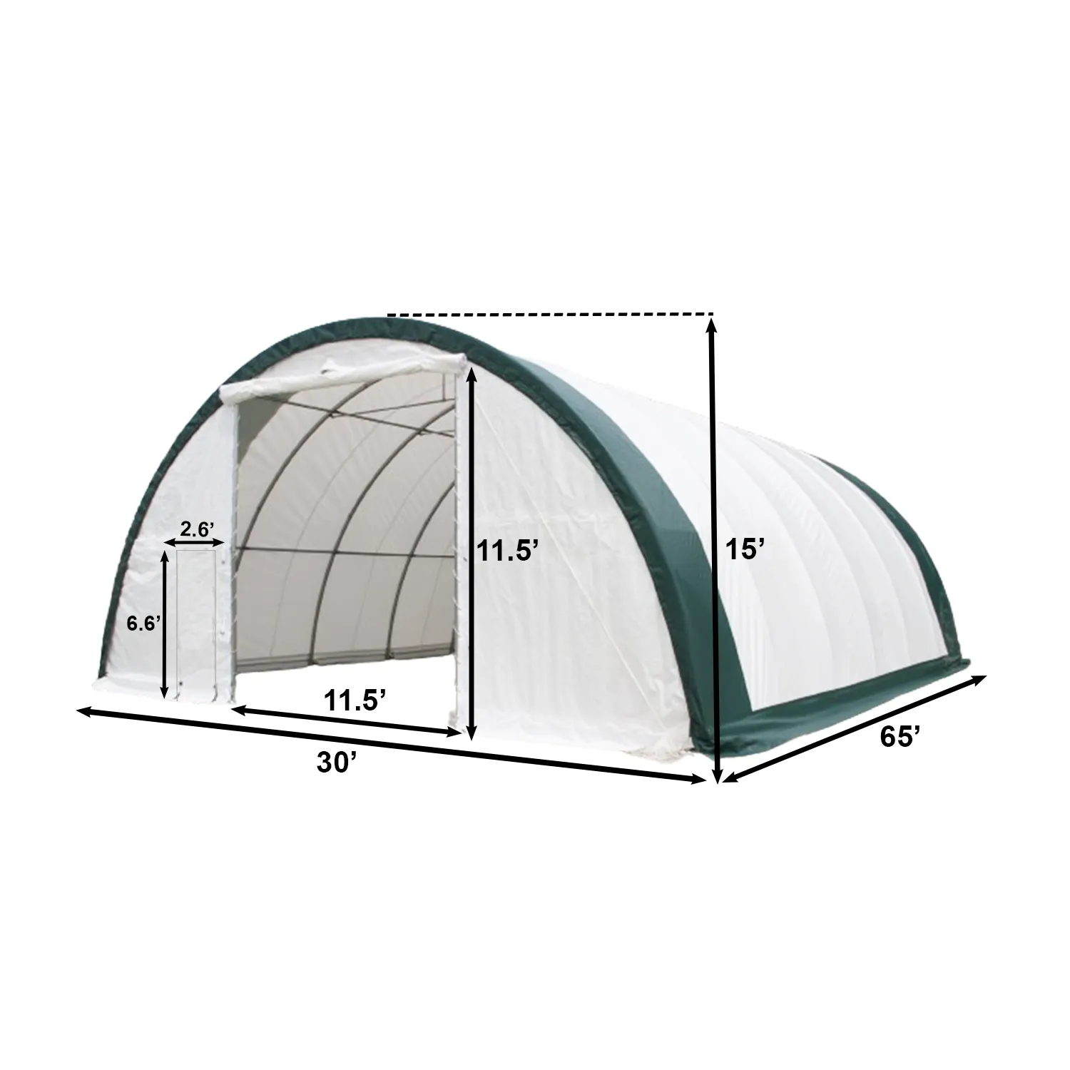 Single Truss Arch Storage Shelter W30'xL65'xH15'