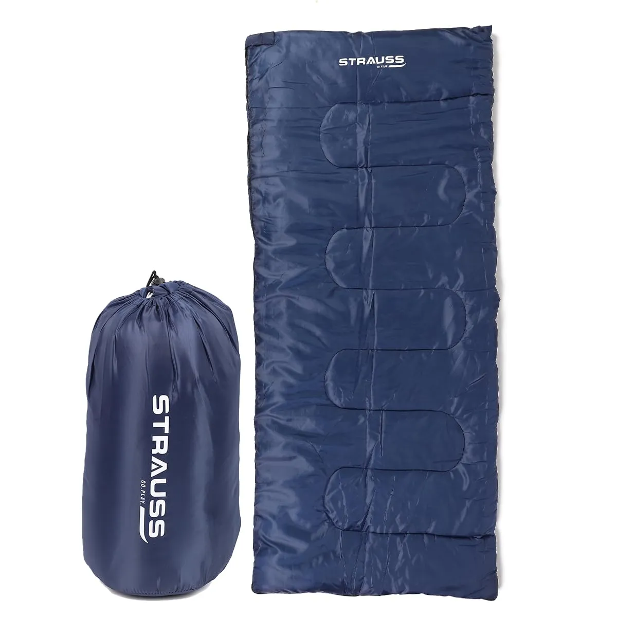 STRAUSS Camping Sleeping Bag 8°C to -20°C | Can Be Used in Summer, Spring and Winter | Lightweight and Portable | Ideal for Travel Camping Hiking and Trekking | for Adults & Kids,(Blue)