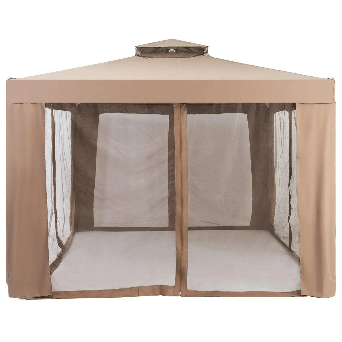 Tangkula 10' door Gazebo Canopy Shelter for Home/Garden/Lawn/Patio House Party (Brown)