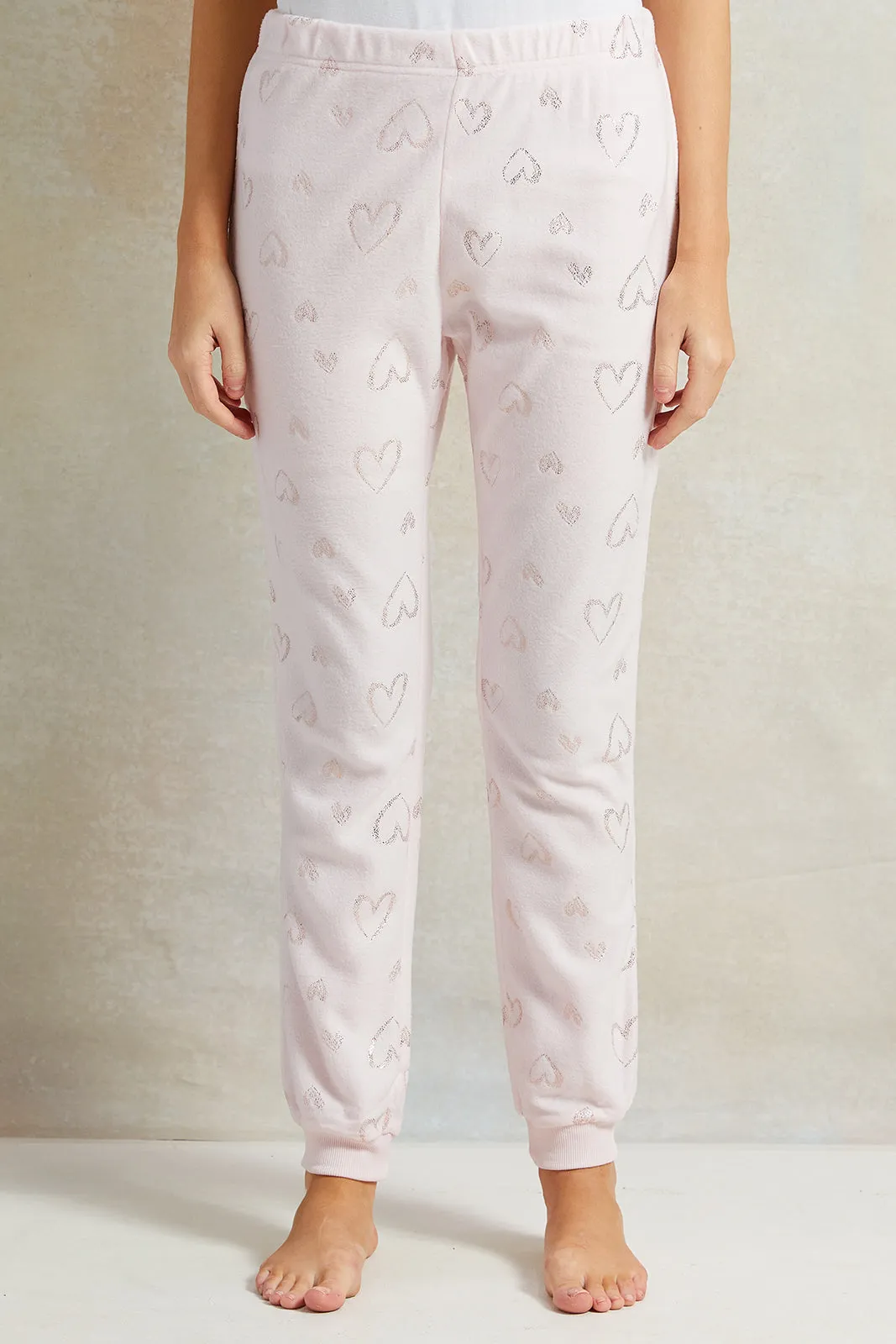 Women Pink Hearts Print Pyjama Set (2 Piece)